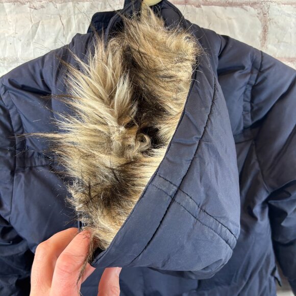 Crewcuts Girls 6 / 7 Blue Down Filled Toggle Faux Fur Hooded Winter Jacket - Picture 10 of 10